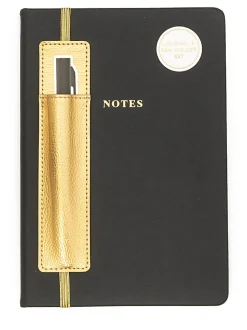 Eccolo Style Journal With Pen Holder, 6” x 8”, Narrow Rule, 256 Pages, Black
