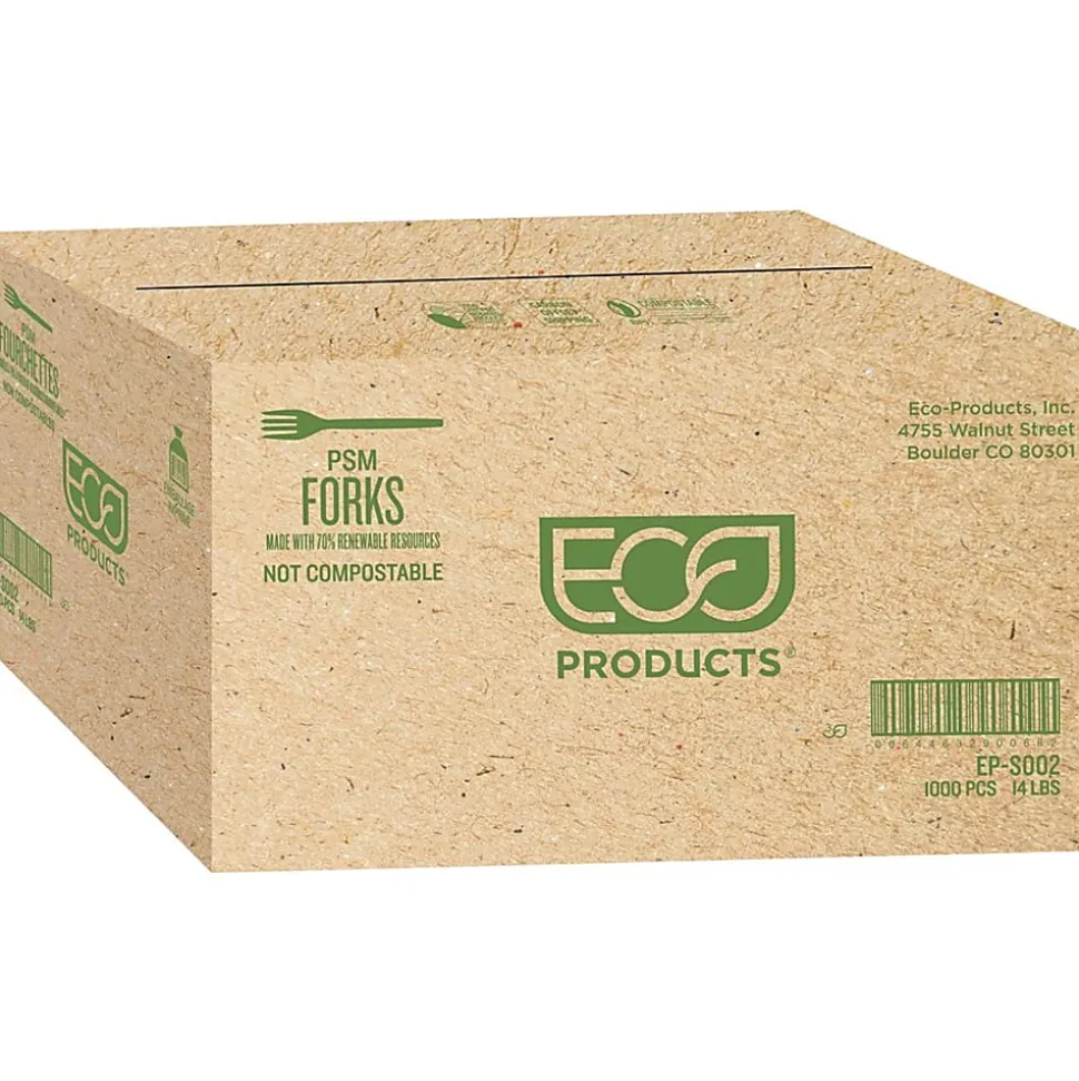 Eco-Products® Plant Starch Material Cutlery, Forks, Beige, Pack Of 50