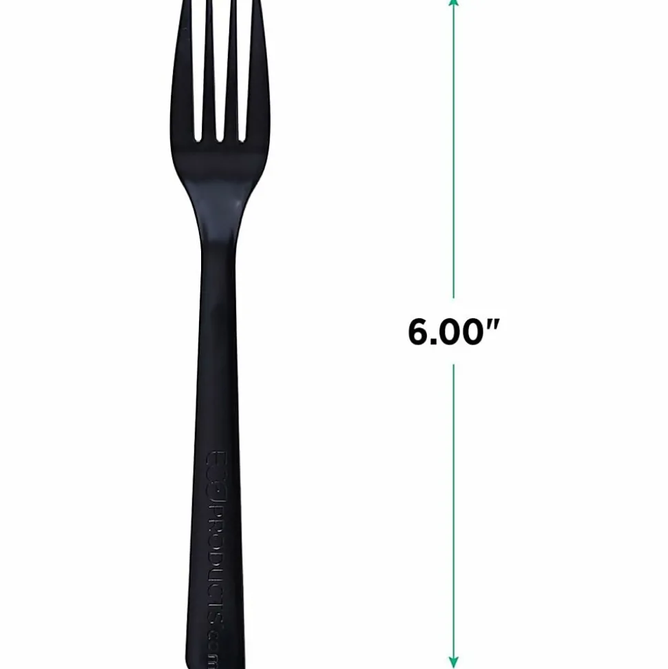 Eco-Products® Polystyrene Forks, Black, 100% Recycled, Box Of 1,000