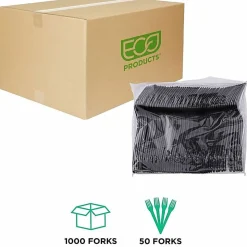 Eco-Products® Polystyrene Forks, Black, 100% Recycled, Box Of 1,000