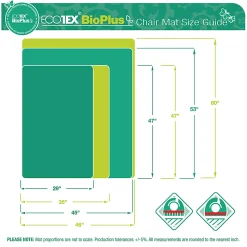 Ecotex BioPlus Polycarbonate Chair Mat for Low / Medium Pile Carpets up to 1/2" thick - 46" x 60", Clear