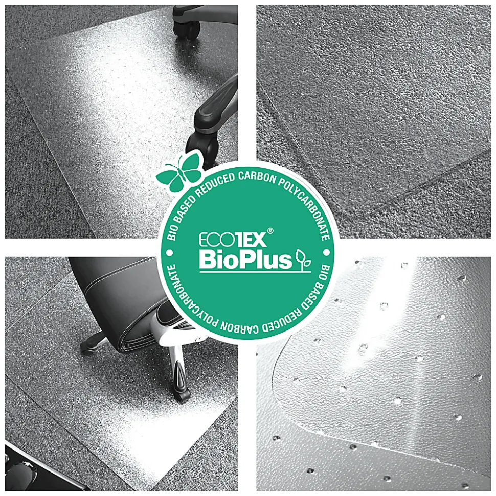 Ecotex BioPlus Polycarbonate Chair Mat for Low / Medium Pile Carpets up to 1/2" thick - 46" x 60", Clear