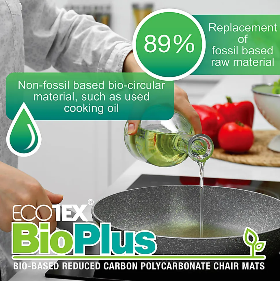 Ecotex BioPlus Polycarbonate Chair Mat for Low / Medium Pile Carpets up to 1/2" thick - 46" x 60", Clear