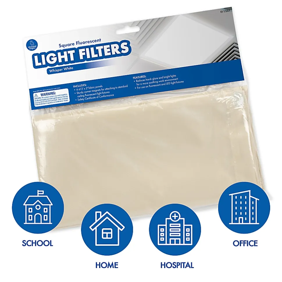 Educational Insights Classroom Light Filters, 2' x 2', Whisper White, Set Of 4 Filters