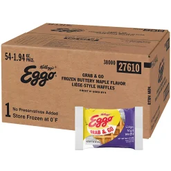 Eggo Liege-Style Maple Waffles, 1.94 Oz, Carton Of 54 Waffles