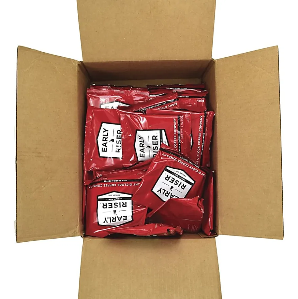 Eight O'Clock Ground Filter Pouch Coffee, 2 Oz, Early Riser, Medium Roast, Case Of 48 Pouches