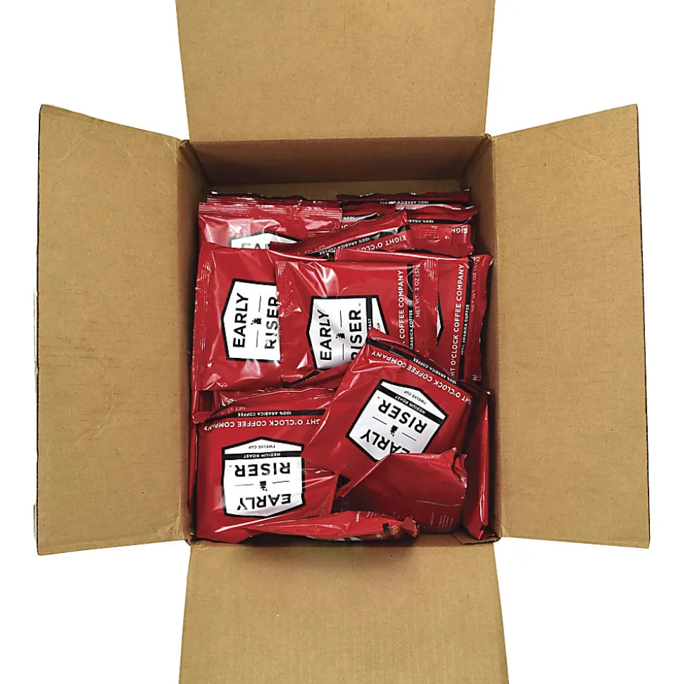Eight O'Clock Ground Filter Pouch Coffee, 2 Oz, Early Riser, Medium Roast, Case Of 48 Pouches