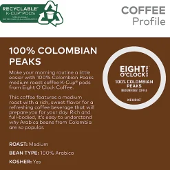 Eight O'ClockĀ® Single-Serve Coffee K-CupĀ® Pods, Colombian, Carton Of 24