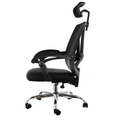 Elama Ergonomic Mesh Full-Back Adjustable Office Task Chair With Headrest, Black