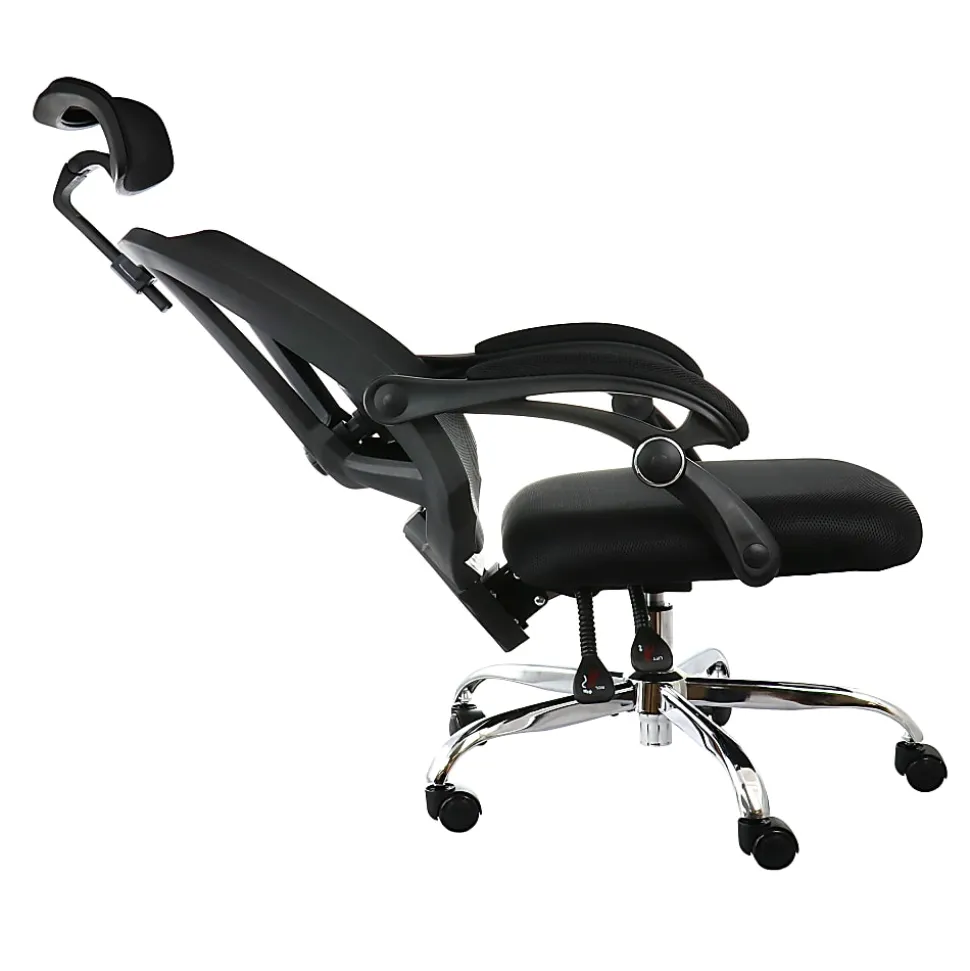 Elama Ergonomic Mesh Full-Back Adjustable Office Task Chair With Headrest, Black