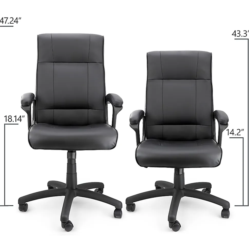 Elama Faux Leather High-Back Adjustable Office Chair, Black