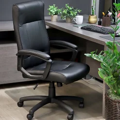 Elama Faux Leather High-Back Adjustable Office Chair, Black