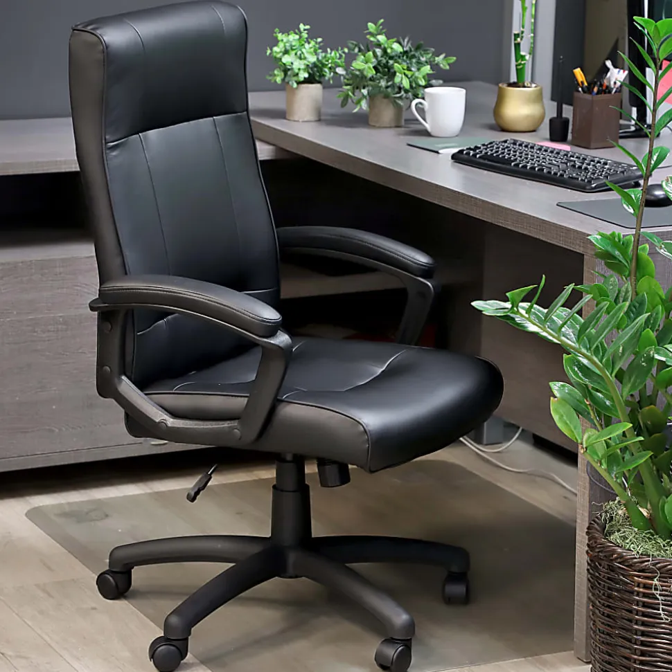 Elama Faux Leather High-Back Adjustable Office Chair, Black