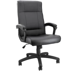 Elama Faux Leather High-Back Adjustable Office Chair, Black