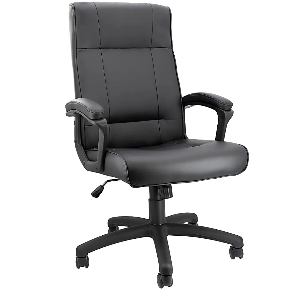 Elama Faux Leather High-Back Adjustable Office Chair, Black
