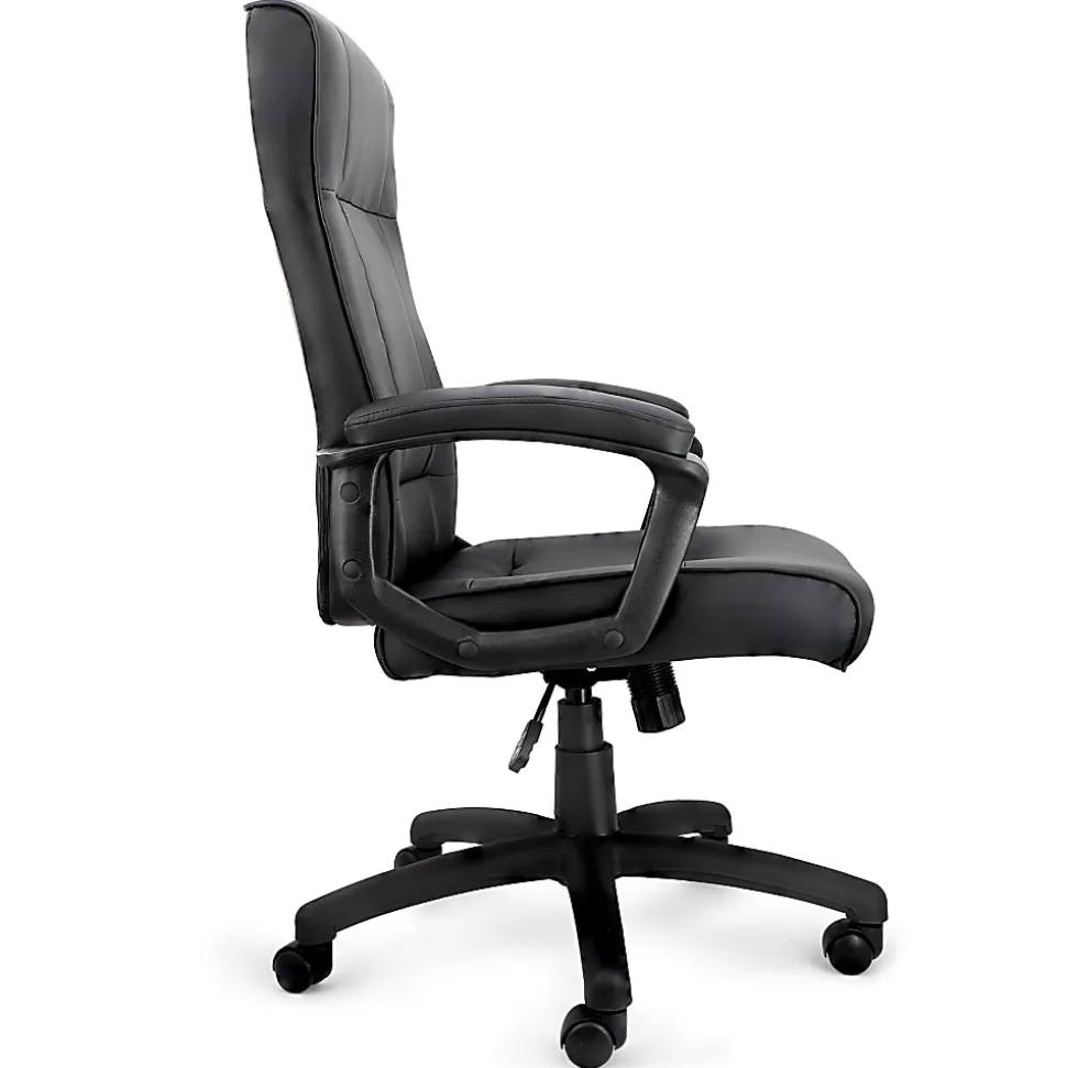 Elama Faux Leather High-Back Adjustable Office Chair, Black