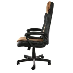 Elama Faux Leather High-Back Adjustable Office Chair, Black/Brown