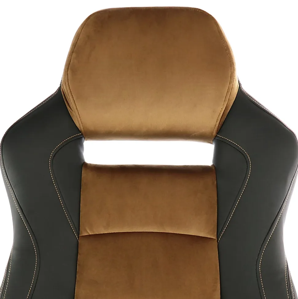 Elama Faux Leather High-Back Adjustable Office Chair, Black/Brown