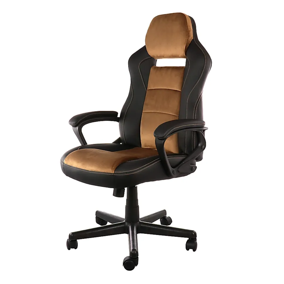Elama Faux Leather High-Back Adjustable Office Chair, Black/Brown