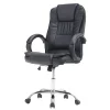 Elama Faux Leather High-Back Adjustable-Height Office Chair, Black