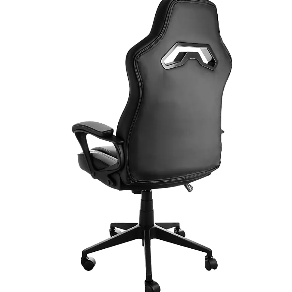 Elama Faux Leather High-Back Adjustable Office Chair, Gray/Black