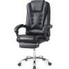 Elama Faux Leather High-Back Adjustable Office Chair, With Slide Out Footrest, Black
