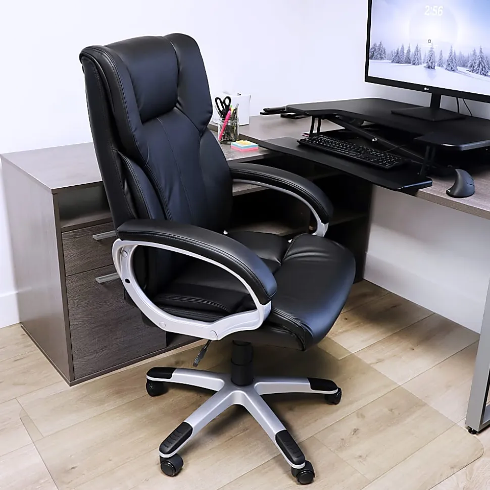 Elama Faux Leather High-Back Adjustable Office Chair, Black/Gray, 995120166M