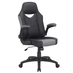 Elama Faux Leather High-Back Adjustable Office Chair, Black/Gray, 995120172M