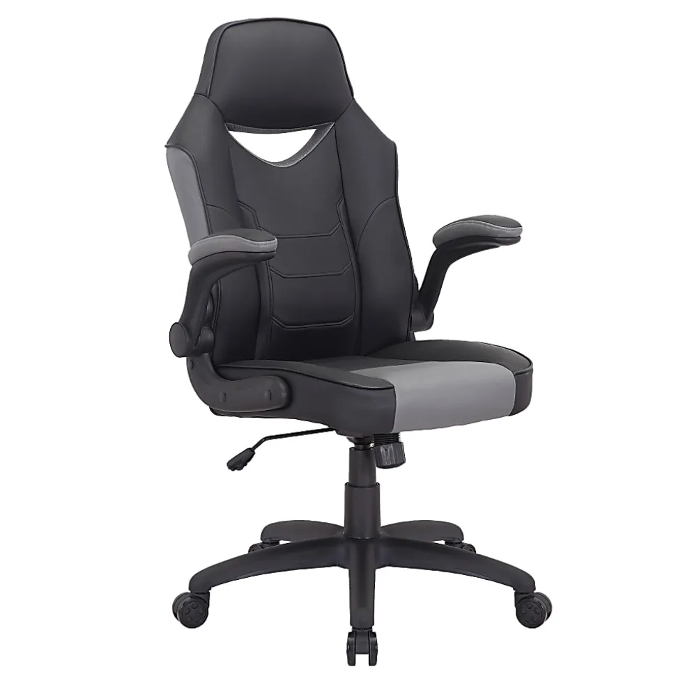 Elama Faux Leather High-Back Adjustable Office Chair, Black/Gray, 995120172M