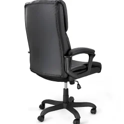 Elama Faux Leather High-Back Adjustable Office Chair, Plush Tuft, Black
