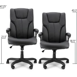 Elama Faux Leather High-Back Adjustable Office Chair, Plush Tuft, Black