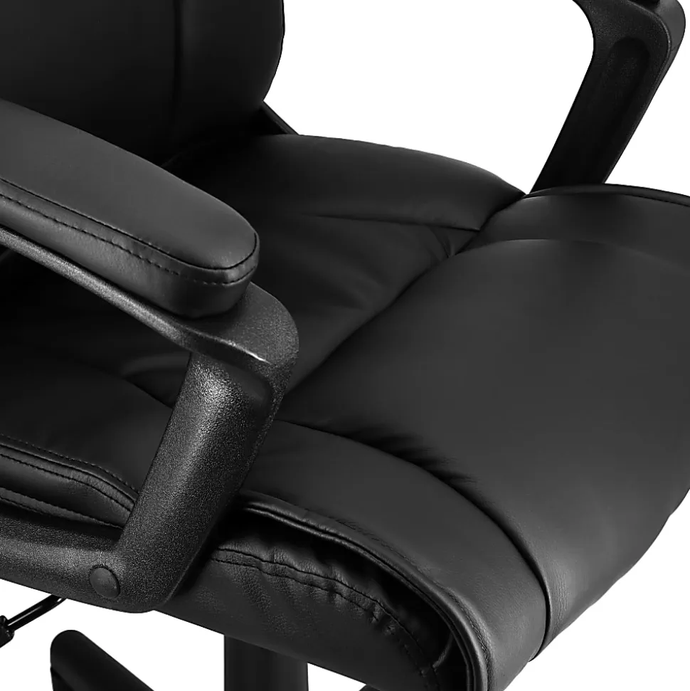 Elama Faux Leather Mid-Back Adjustable Office Chair, Black