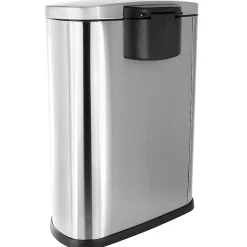 Elama 13-Gallon Half Circle Stainless Steel Step Trash Bin With Slow Close Mechanism, 25-1/2”H x 18-3/4”W x 12-5/8”D, Matte Silver