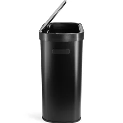 Elama 13-Gallon Plastic Automatic Sensor Hands-Free Trash Can, 25-1/4”H x 16-3/4”W x 12”D, Black