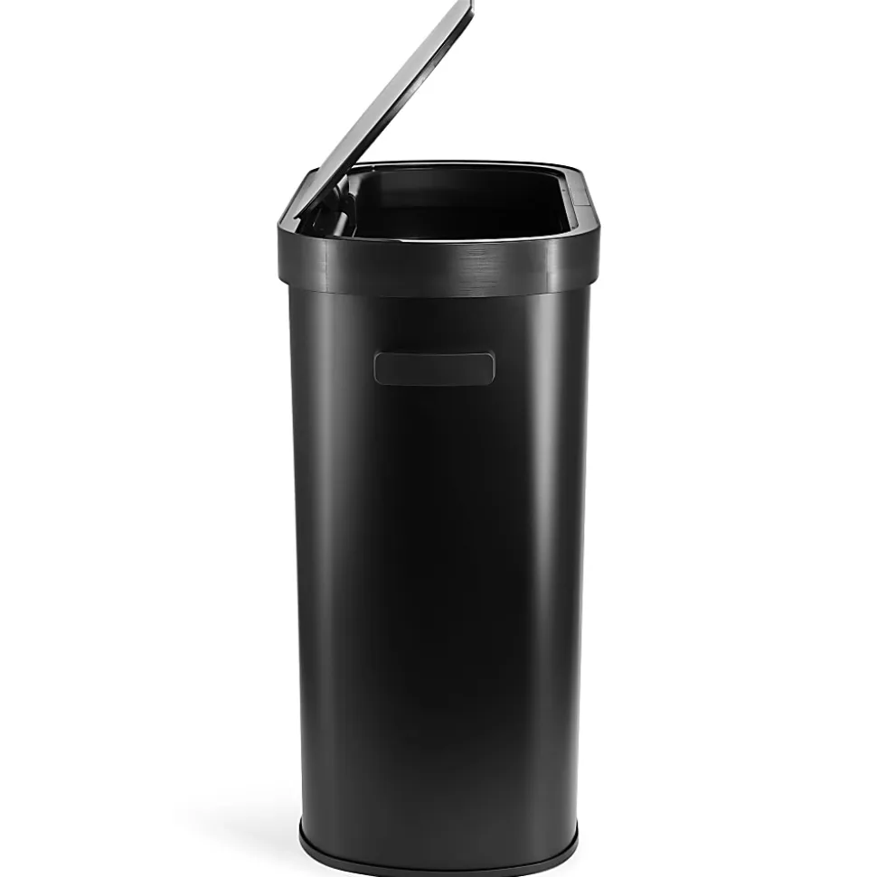 Elama 13-Gallon Plastic Automatic Sensor Hands-Free Trash Can, 25-1/4”H x 16-3/4”W x 12”D, Black