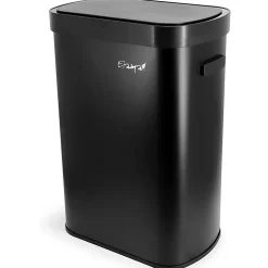 Elama 13-Gallon Plastic Automatic Sensor Hands-Free Trash Can, 25-1/4”H x 16-3/4”W x 12”D, Black