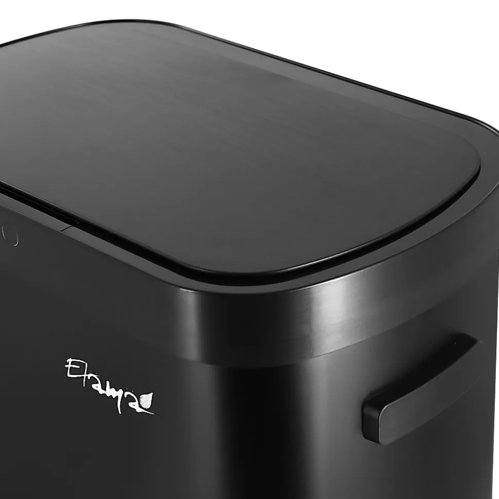 Elama 13-Gallon Plastic Automatic Sensor Hands-Free Trash Can, 25-1/4”H x 16-3/4”W x 12”D, Black