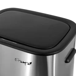 Elama 14.5-Gallon Stainless Steel Automatic Sensor Hands-Free Trash Can, 25-1/4”H x 16-3/4”W x 12”D, Silver