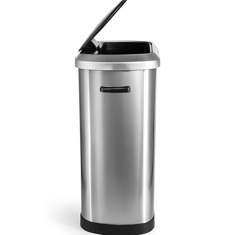 Elama 13-Gallon Stainless Steel Automatic Sensor Hands-Free Trash Can, 25-1/4”H x 16-3/4”W x 12”D, Silver