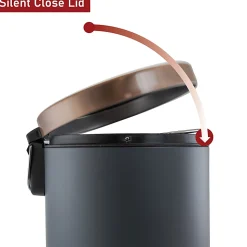 Elama 3 Gallon Stylish Grey and Copper Soft Pedal Office, Kitchen and Bathroom Trash Bin