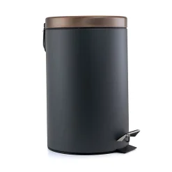 Elama 3 Gallon Stylish Grey and Copper Soft Pedal Office, Kitchen and Bathroom Trash Bin