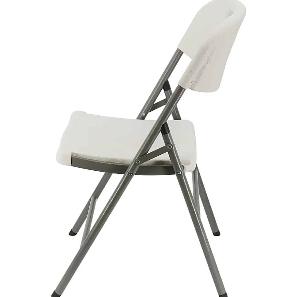 Elama Indoor And Outdoor Plastic Folding Chairs, White/Gray, Set Of 4 Chairs