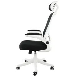 Elama Mesh/Fabric High-Back Adjustable Office Task Chair, White/Black
