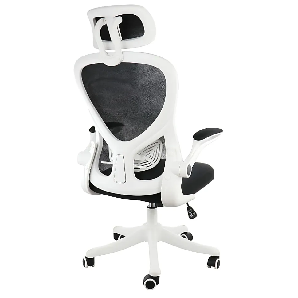 Elama Mesh/Fabric High-Back Adjustable Office Task Chair, White/Black