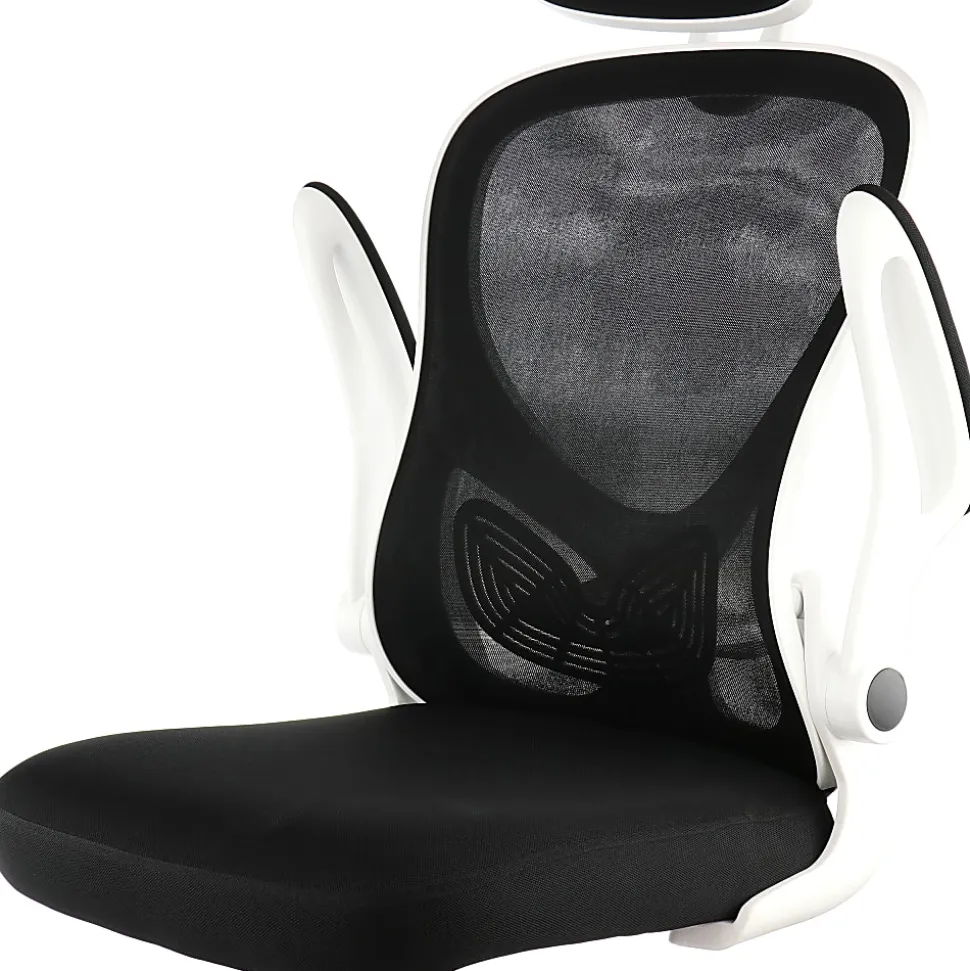 Elama Mesh/Fabric High-Back Adjustable Office Task Chair, White/Black
