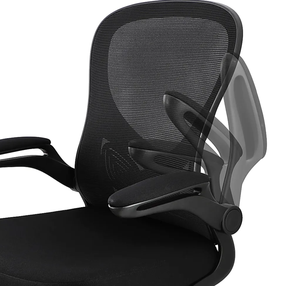 Elama Mesh/Fabric Mid-Back Adjustable Office Task Chair, 38-5/8"H, Black