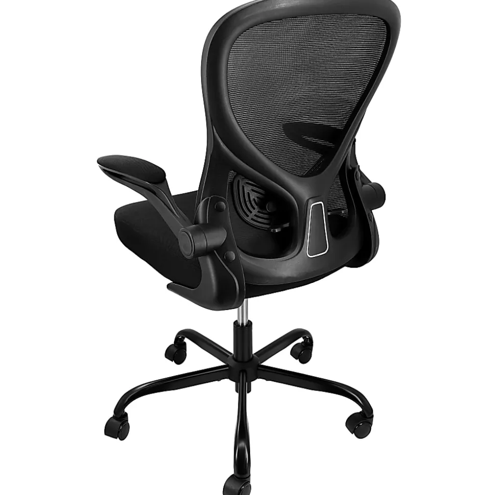 Elama Mesh/Fabric Mid-Back Adjustable Office Task Chair, 38-5/8"H, Black