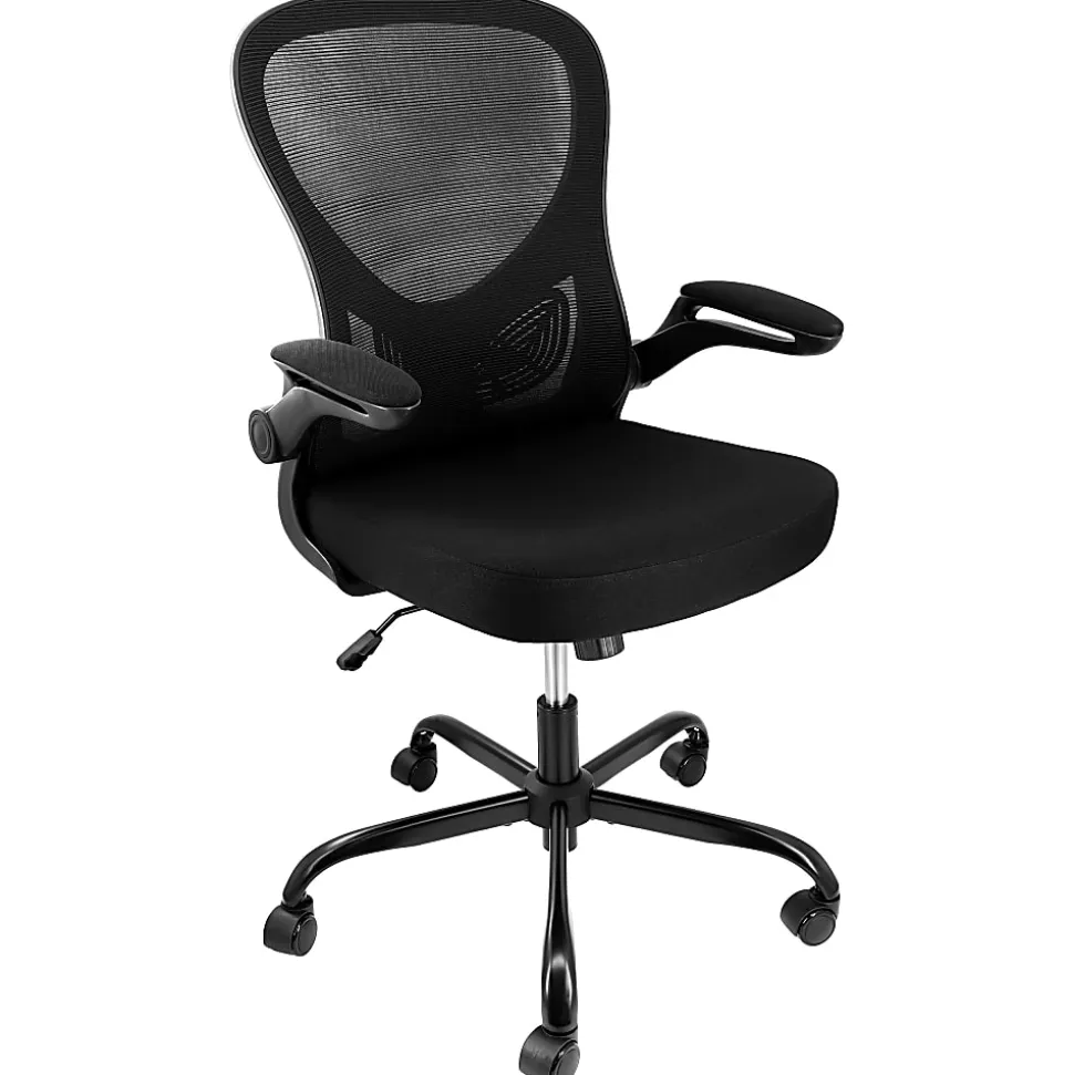 Elama Mesh/Fabric Mid-Back Adjustable Office Task Chair, 38-5/8"H, Black
