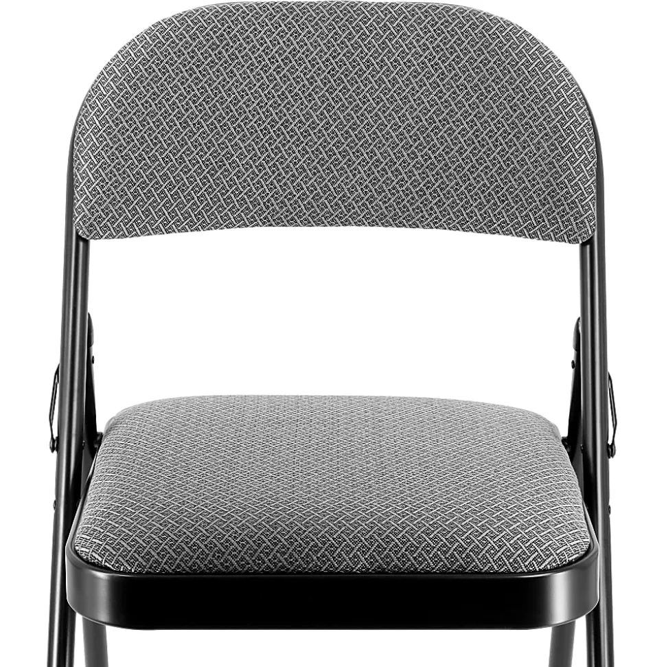 Elama Metal Folding Chairs With Padded Seats, Gray, Set Of 4 Chairs