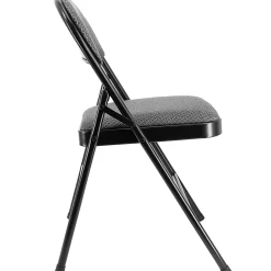 Elama Metal Folding Chairs With Padded Seats, Gray, Set Of 4 Chairs